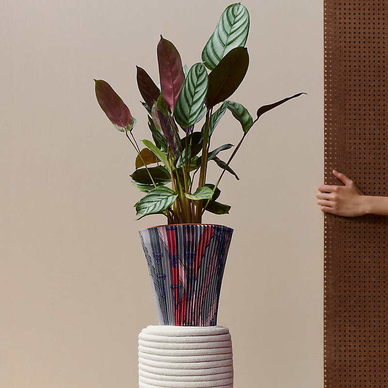 Pleated plant pot cover 16 cm | Hermès USA